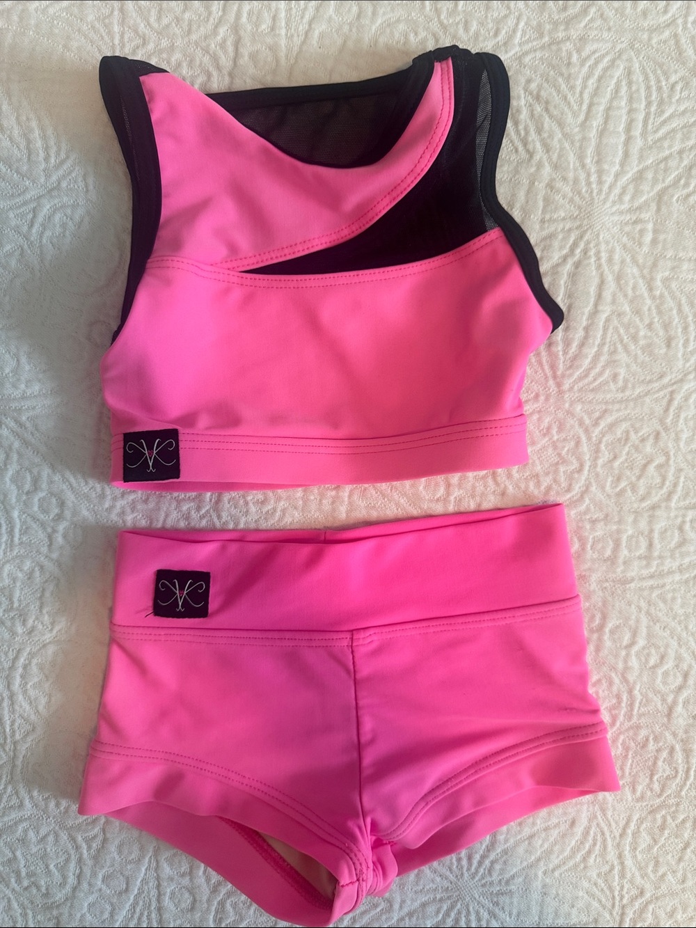 Kandi kouture Pink Dance Crop Top & Shorts Set with Black Accents